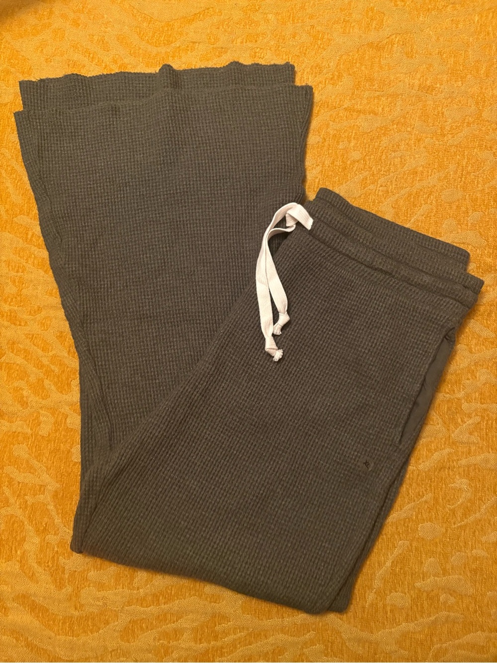American Eagle Waffle Knit Pants - Olive Flared Leg Stretch